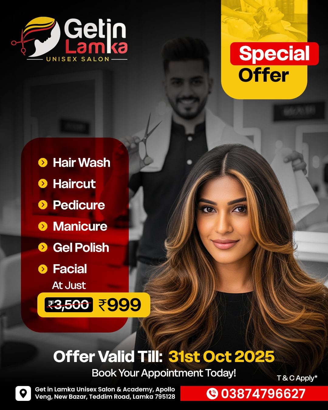Offer – Offer Rs 999 Getin Lamka Unisex Salon